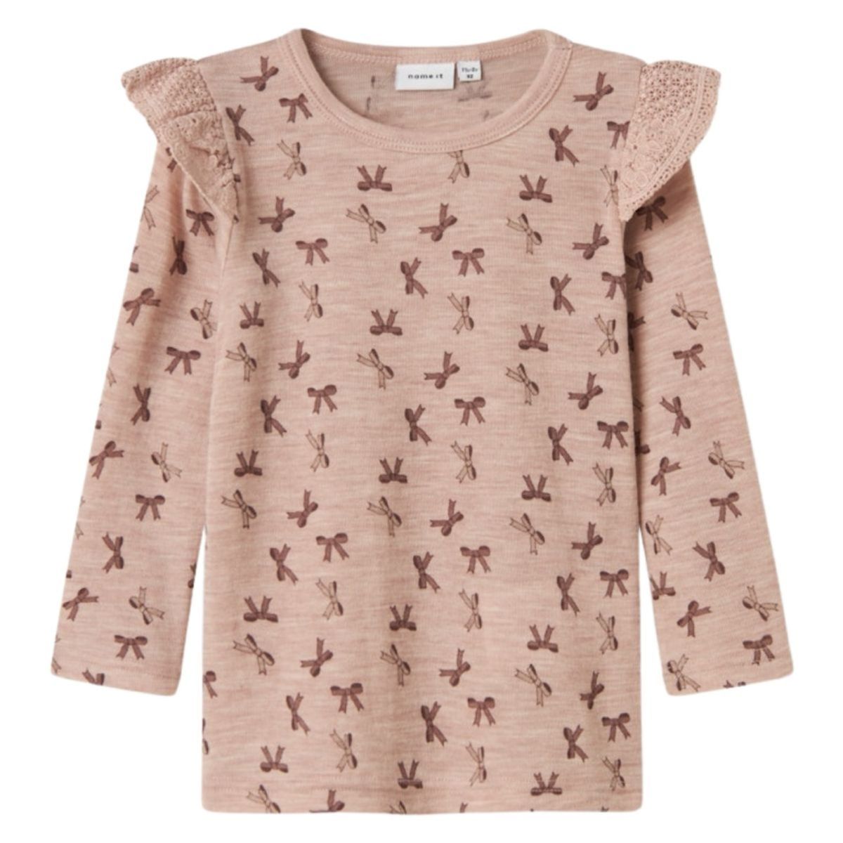 Name It - Ulltrøye Wang Frills Bows Shadow Gray 